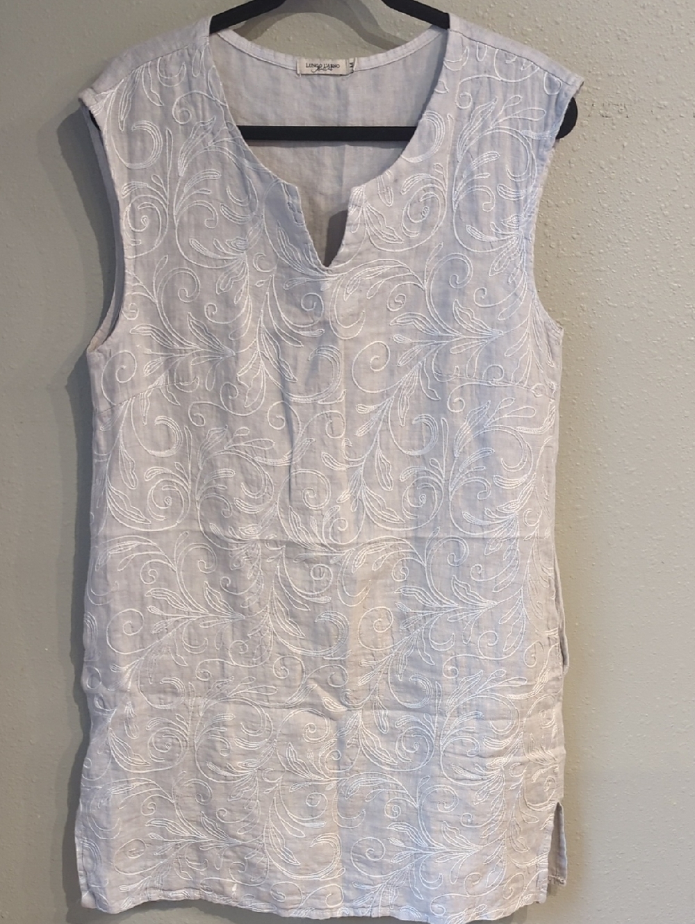 Coastal Euro Summer Lungo L'Arno Made In Italy Linen Dress Sleeveless Beachy